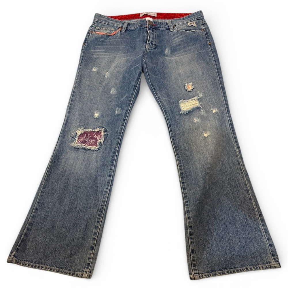 Distressed Blue Jeans w embellishments Old Navy size 12